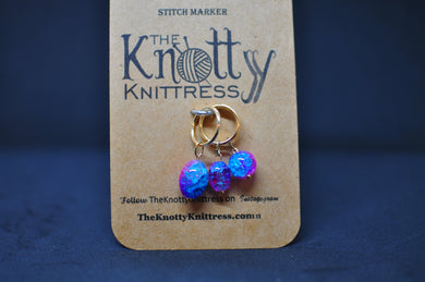 Stitch Marker Cracked Glass Beads Gold